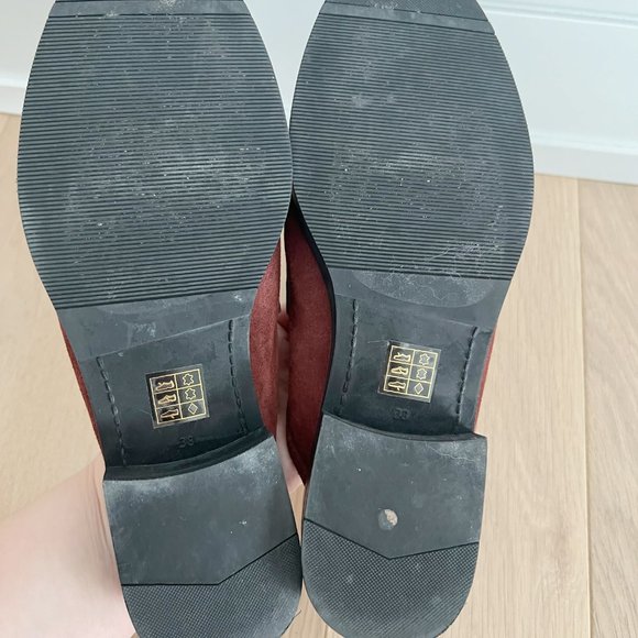 Free People Payton Penny Loafer Suede Maroon Size 8 - Picture 4 of 13